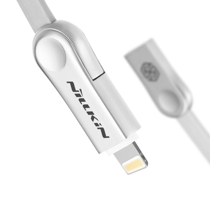 Dây cáp sạc 2 in 1 Micro USB và Lightning hiệu Nillkin Plus III cho điện thoại / ipad / máy tính bảng (Sạc nhanh 2.1A, truyền dữ liệu 480 Mbps, công nghệ SR) - Hàng chính hãng