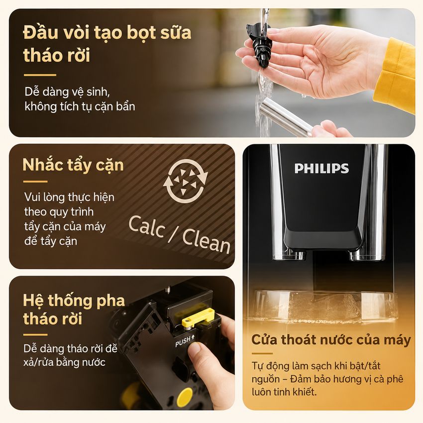 Máy pha cà phê Espresso, Americano tự động và Capuccino, Latte thương hiệu Philips EP2124/72 Serial 2200 - Hàng chính hãng