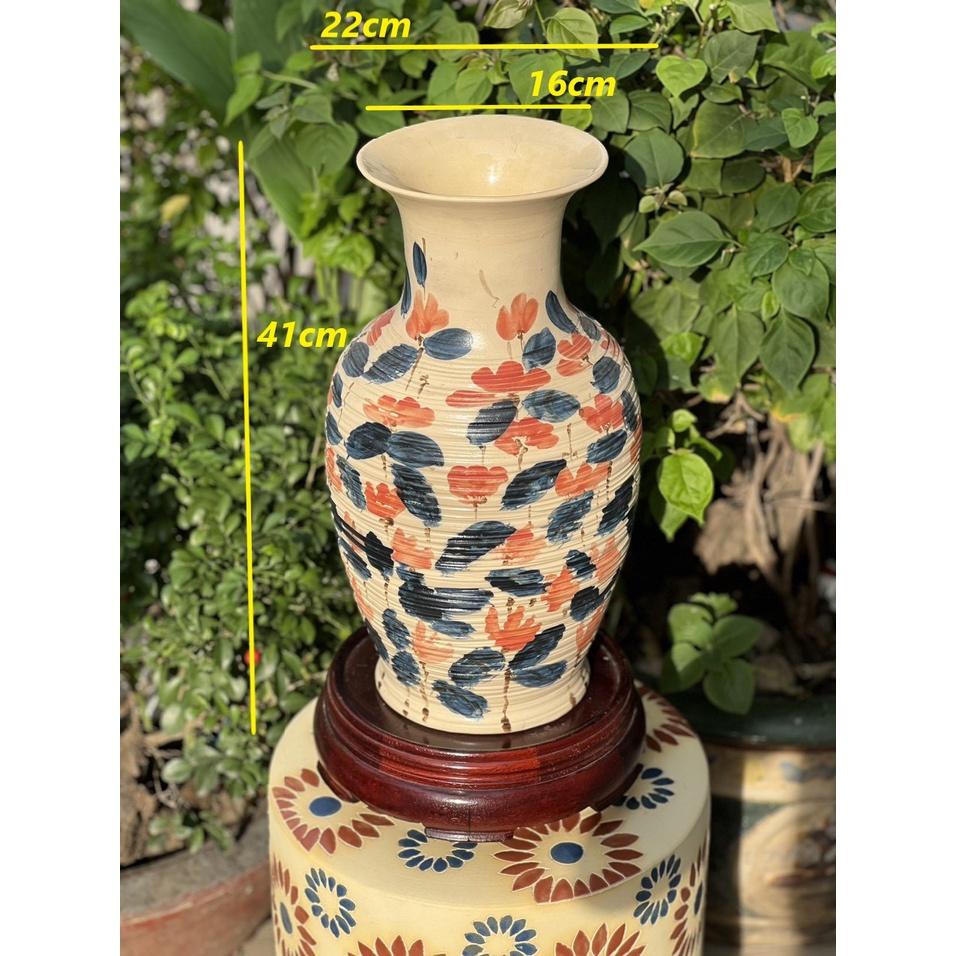 BÌNH HOA ĐỘC BẢN GỐM SỨ NAM BỘ 40CM CẤM HOA TRANG TRÍ DECOR