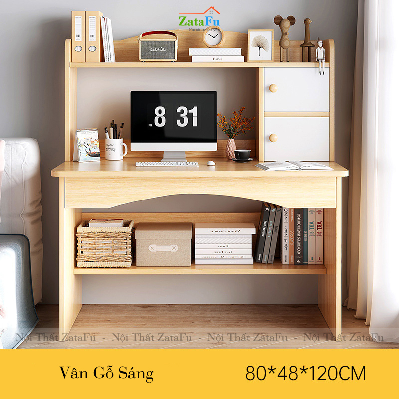 Bàn Làm Việc Gỗ Kèm Kệ Sách BLV-30