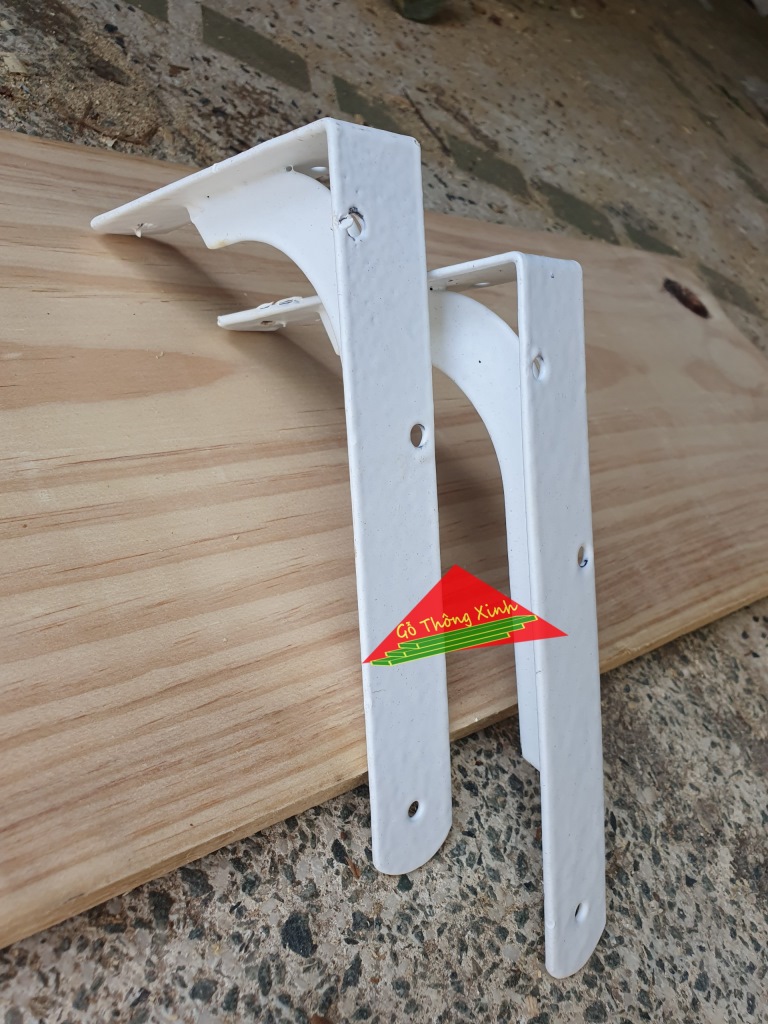 Cặp giá đỡ kệ gỗ dài 30cm bằng sắt đã sơn màu trắng rất chắc chắn chịu lực tốt trên 30kg