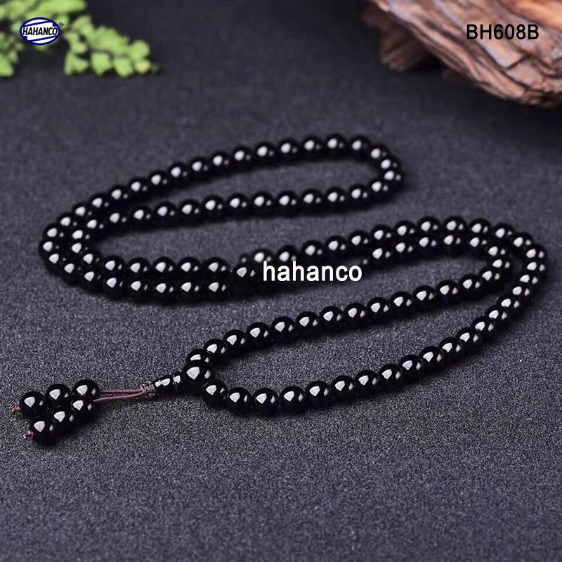 Chuỗi vòng đeo tay/đeo cổ sừng Trâu 108 hạt/8mm màu đen bóng phong thủy - Tĩnh Tâm - An Yên