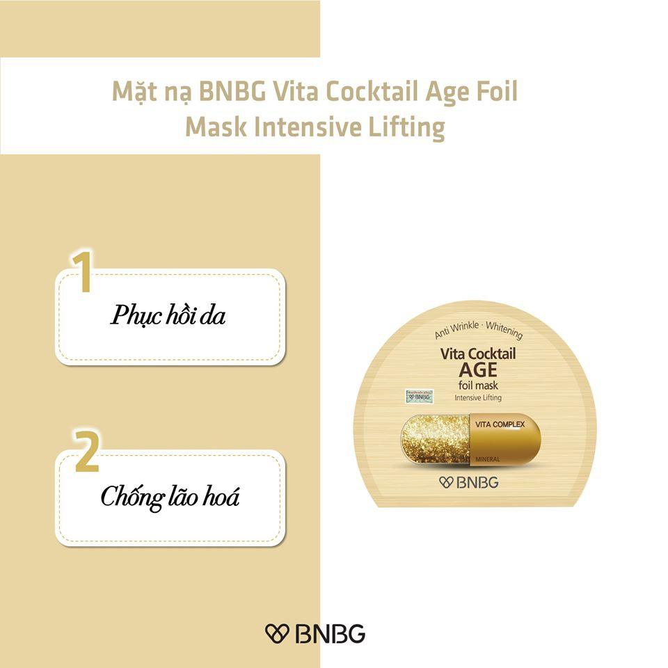 Combo 5 Mặt nạ dưỡng da giúp nâng cơ, chống lão hóa BNBG Vita Cocktail Age Foil Mask - Intensive Lifting 30ml x 5