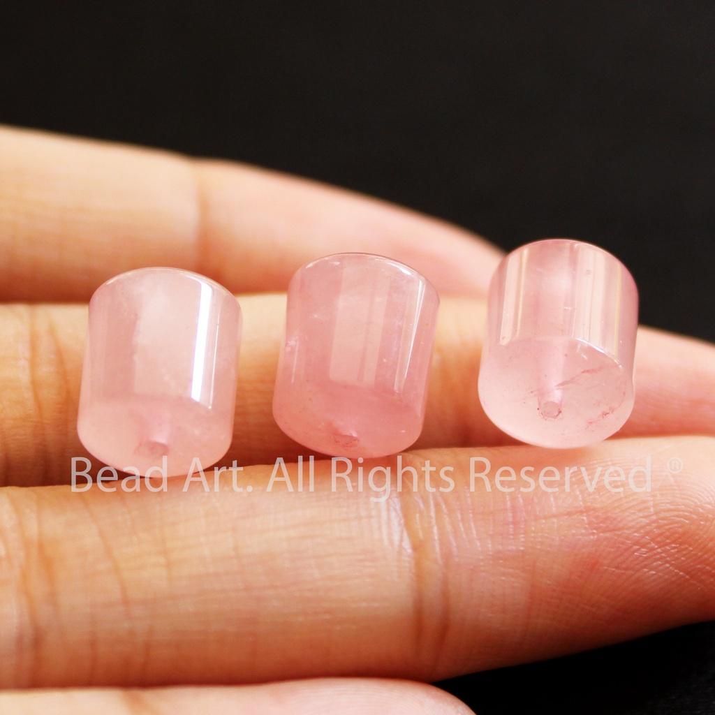 [1 Hạt] 10x8MM Lu Thống Thạch Anh Hồng Madagascar, Pink Quartz Tự Nhiên Loại AAA, Đá Phối Vòng Tay Phong Thuỷ, Chuỗi Hạt, Mặt Dây Chuyền, Mệnh Hoả, Thổ - Bead Art