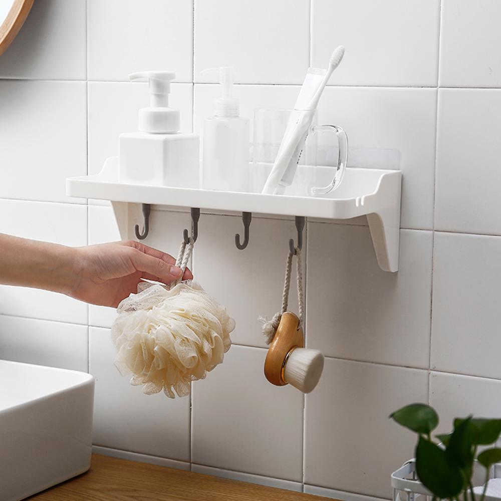 Kệ để đồ treo tường tự dính bằng nhựa cho nhà tắm, bếp