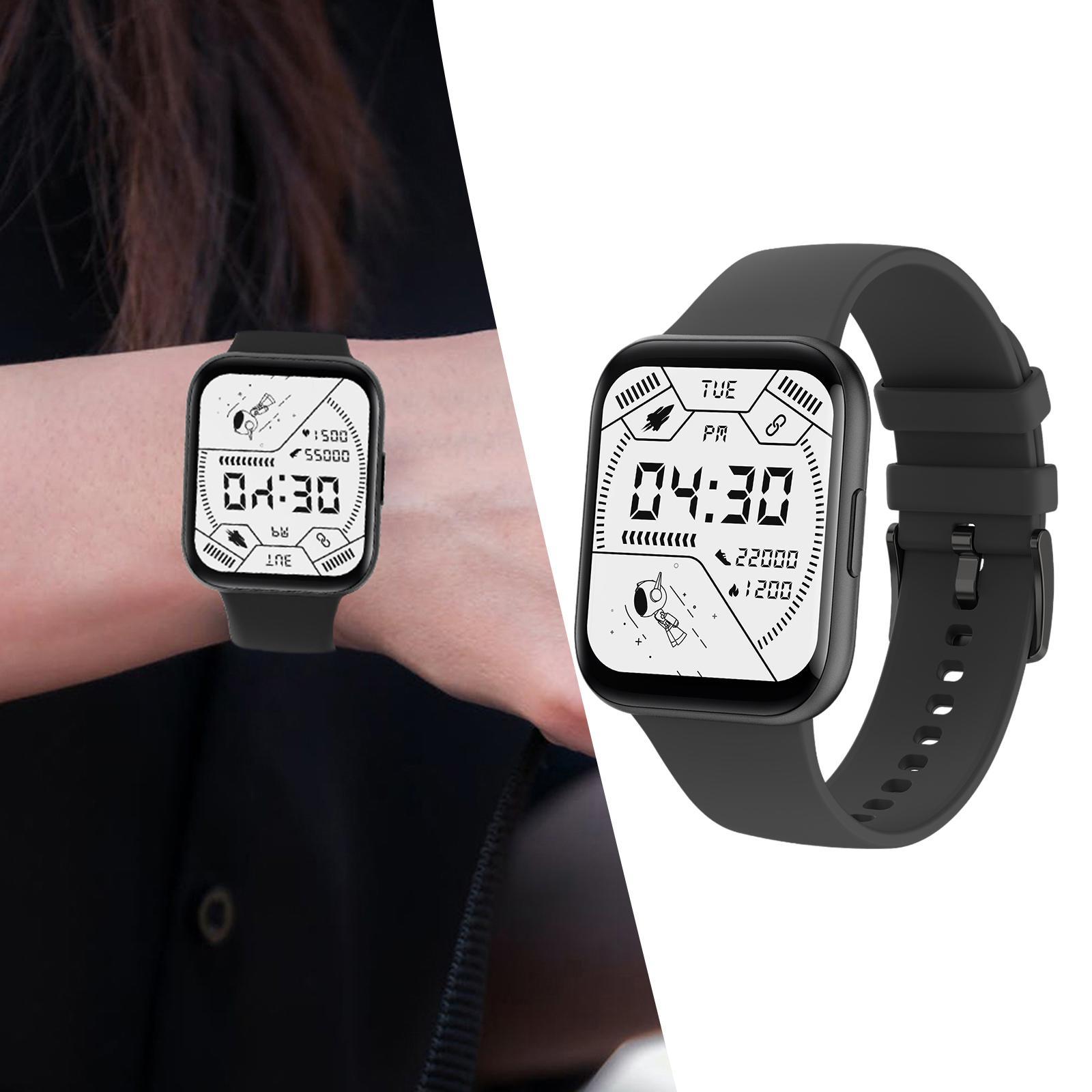 IP68 Waterproof Smartwatch Unisex Sport Watch   Monitor Black