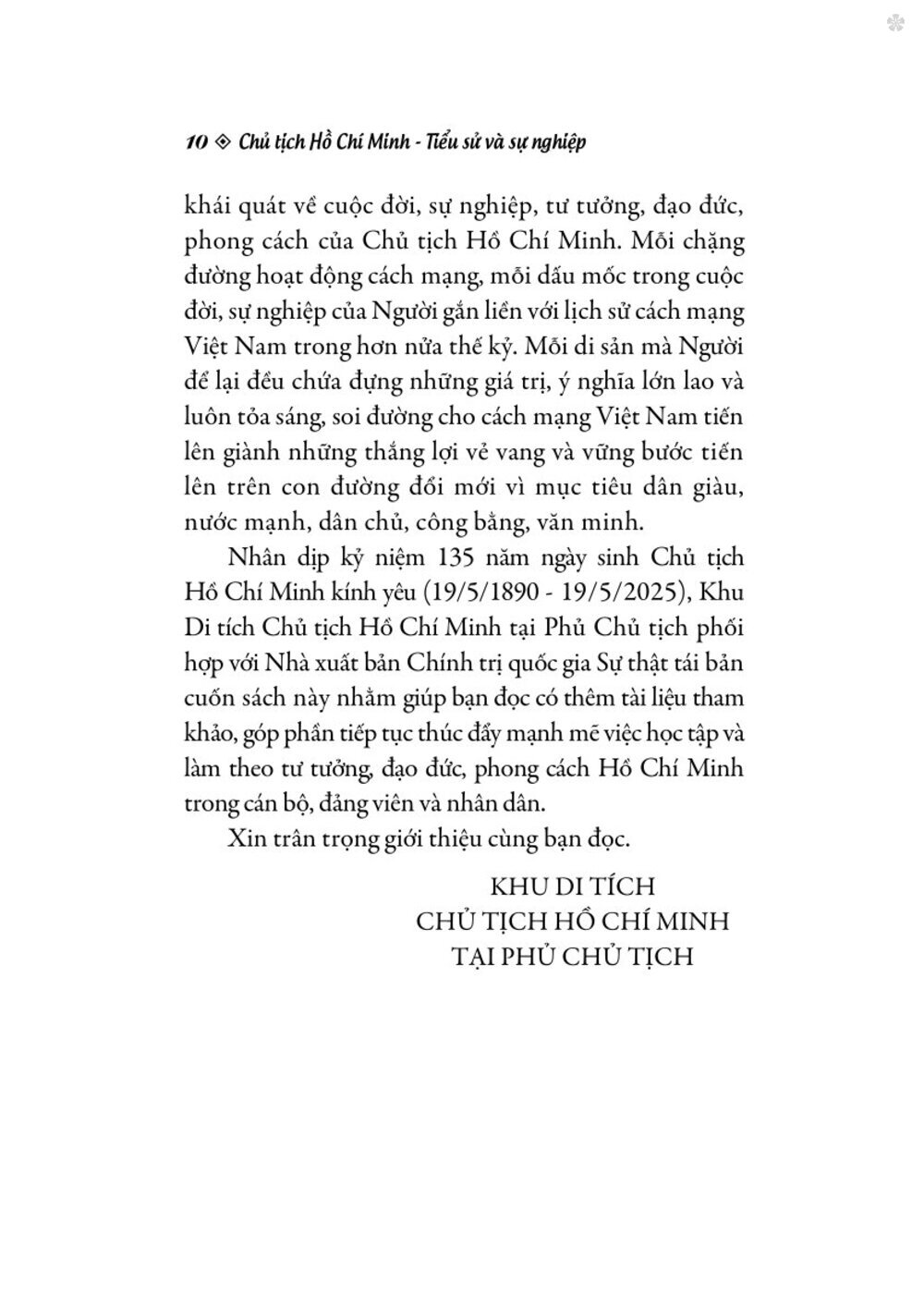 Chủ tịch Hồ Chí Minh - Tiểu sử và sự nghiệp -bản in 2025
