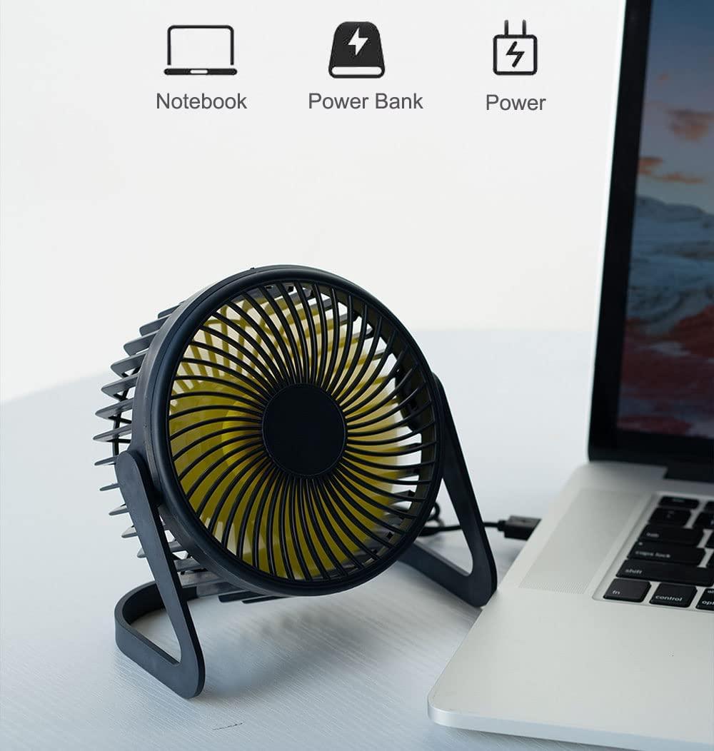 Quạt USB, quạt văn phòng 5 inch, 1 tốc độ của quạt bảng USB di động, có thể điều chỉnh 360 ° với quạt im lặng cho nhà/văn phòng/khu cắm trại/du lịch/du lịch