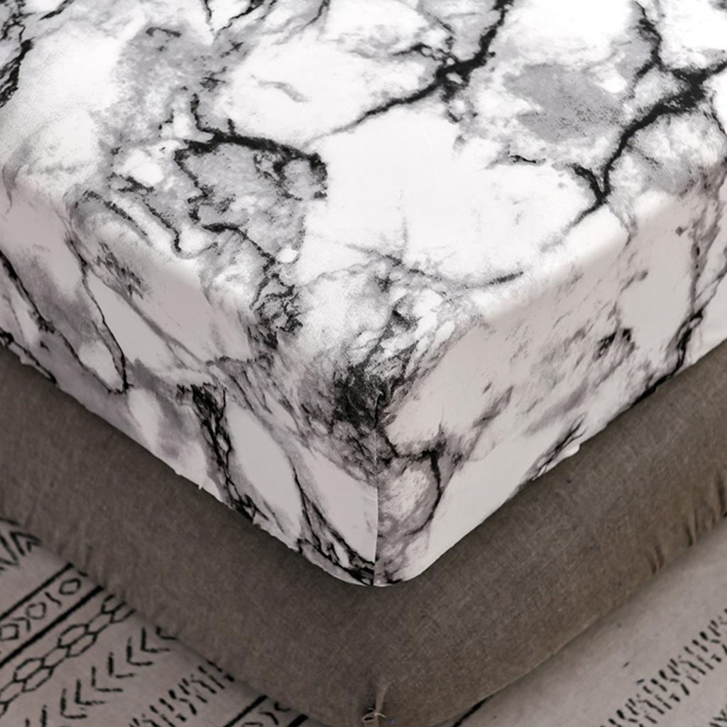 Marble Printed Fitted Sheet Bedding Cover Elastic Polyester Resistant Fade -