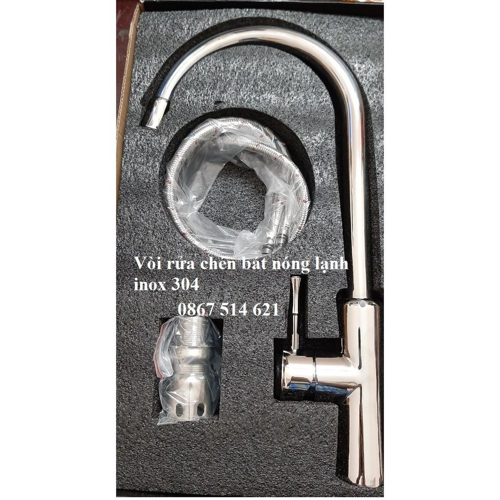 Vòi rửa chén bát nóng lạnh inox bóng 304