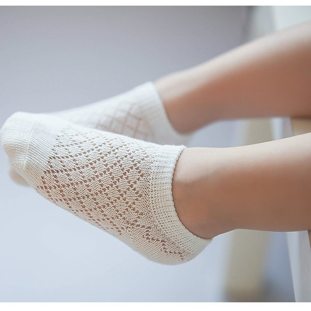 Tất Lưới Em Bé, Set 5 Tất Lưới Co Dãn Không Xù Lông Size S
