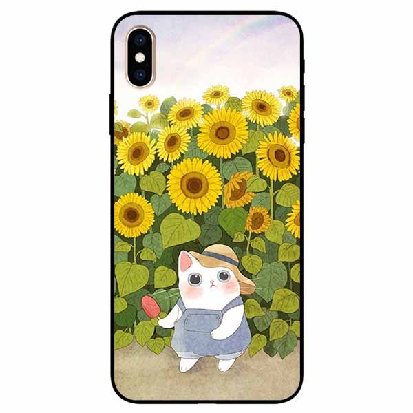 Ốp lưng dành cho Iphone Xs Max mẫu Mèo Mập Hướng Dương