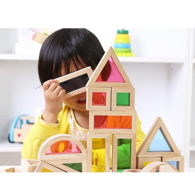 Đồ chơi gỗ - Khối màu kỳ diệu, Đồ chơi Montessori cho bé phân biệt màu và hình khối giúp phát triển kỹ năng hiệu quả