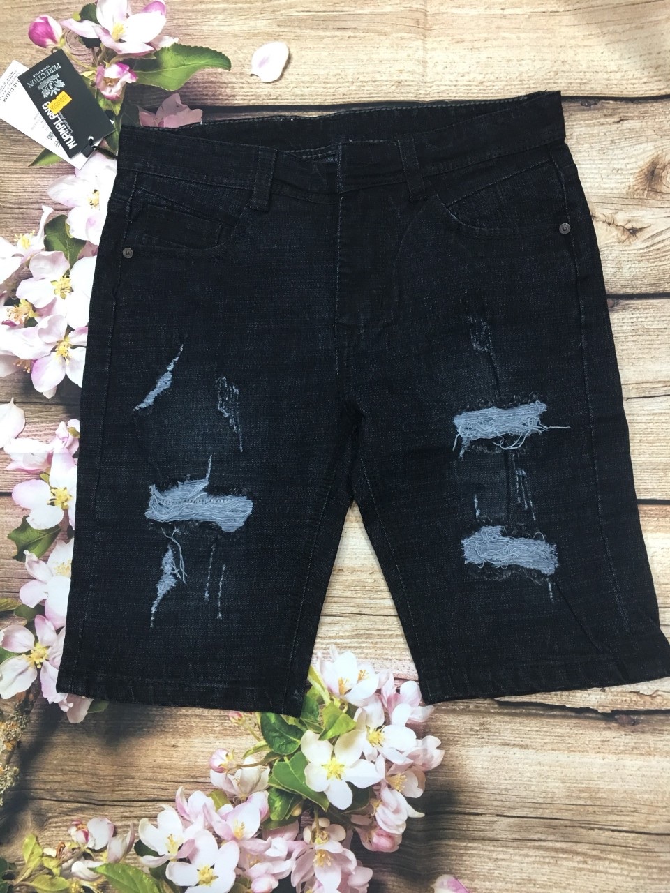 Quần short jean nam body co giãn vải nhập