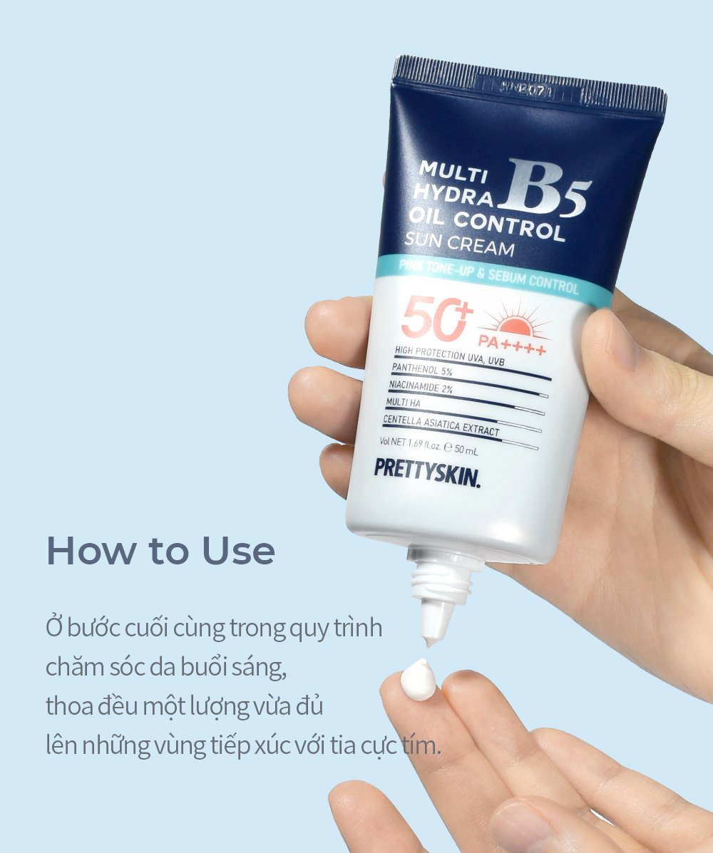 Kem chống nắng nâng tông, kiểm soát dầu nhờn Pretty Skin Multi Hydra B5 Exosome Oil Control Sun Cream Hàn Quốc 50ml