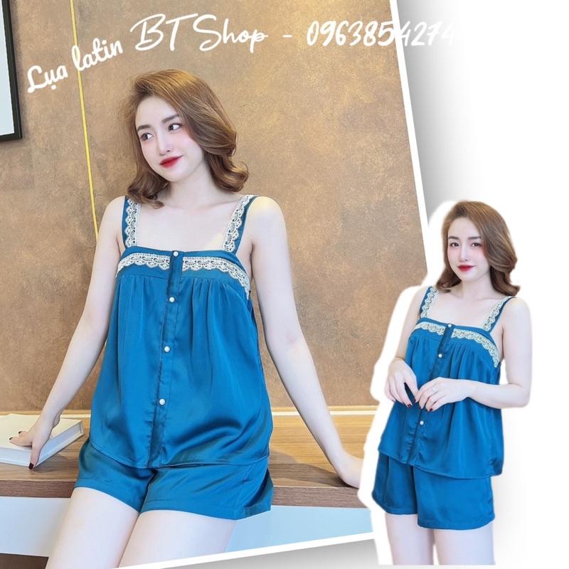 Đồ ngủ mặc nhà lụa latin trơn phối ren freesize 42-57kg