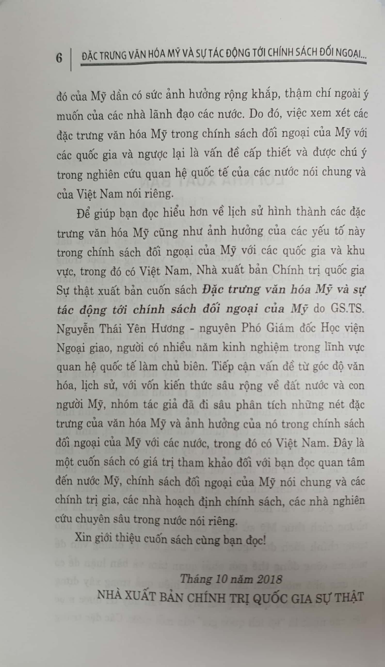 Đặc trưng văn hóa Mỹ và tác động tới chính sách đối ngoại của Mỹ