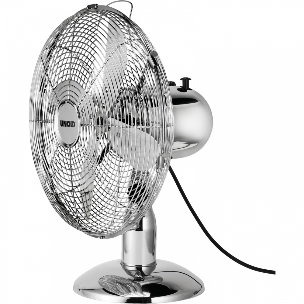 Quạt Để Bàn UNOLD 86830 Mạ Crome Cao Cấp - Nhập Khẩu Đức 3 Tốc Độ Gió, Chống Bám Bụi Làm Mát Sâu Êm Dịu Công Suất 35 W - Hàng Nhập Khẩu