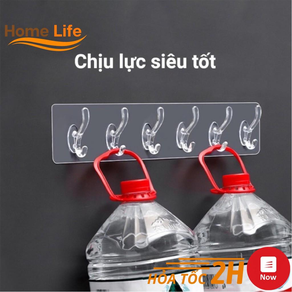 Thanh Móc Treo Tường ️ ️ Thanh Treo Đồ Dán Tường 6 Móc Trong Suốt Siêu Chắc