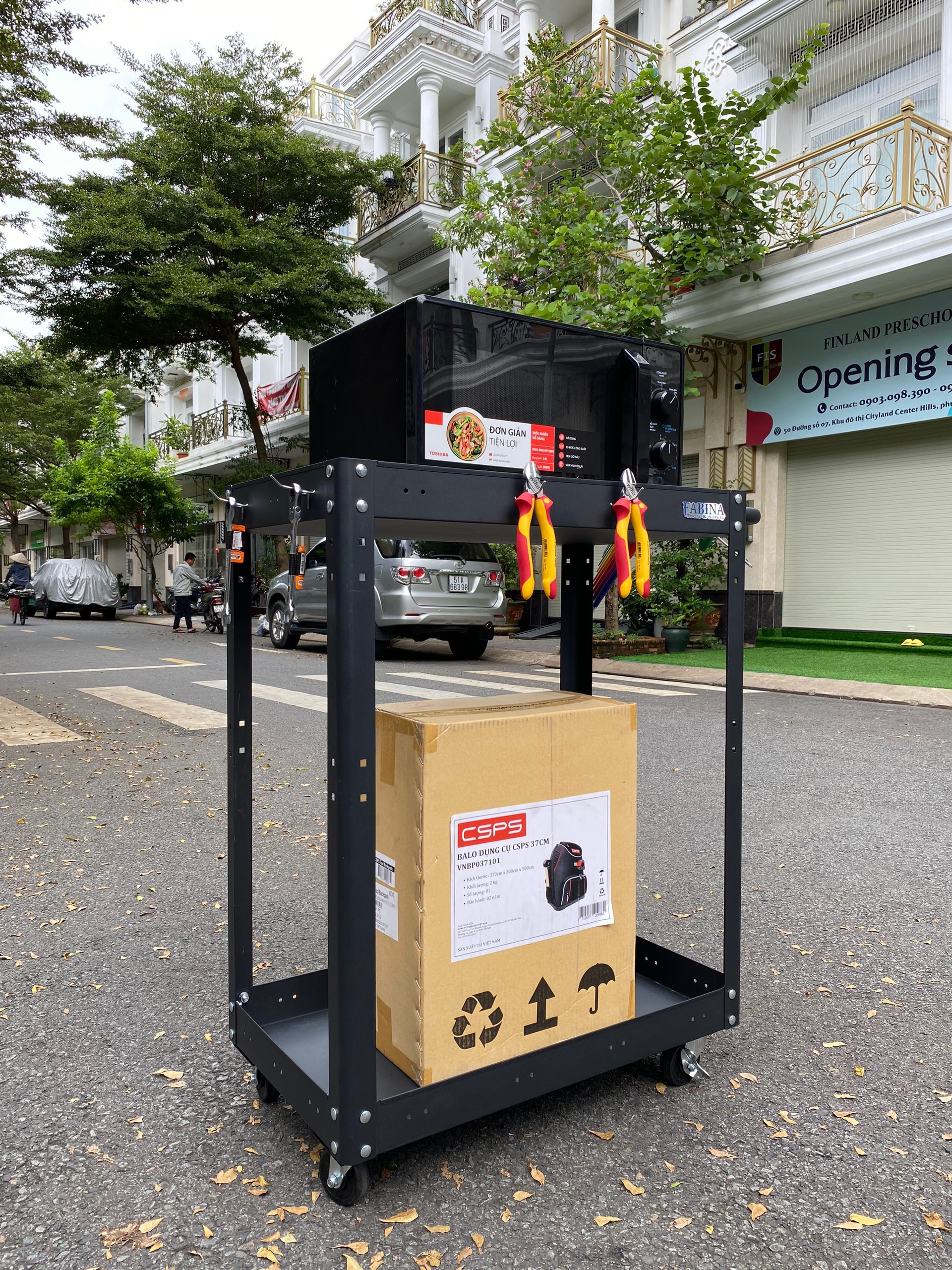 Kệ thép 2 tầng cao 980mm màu đen