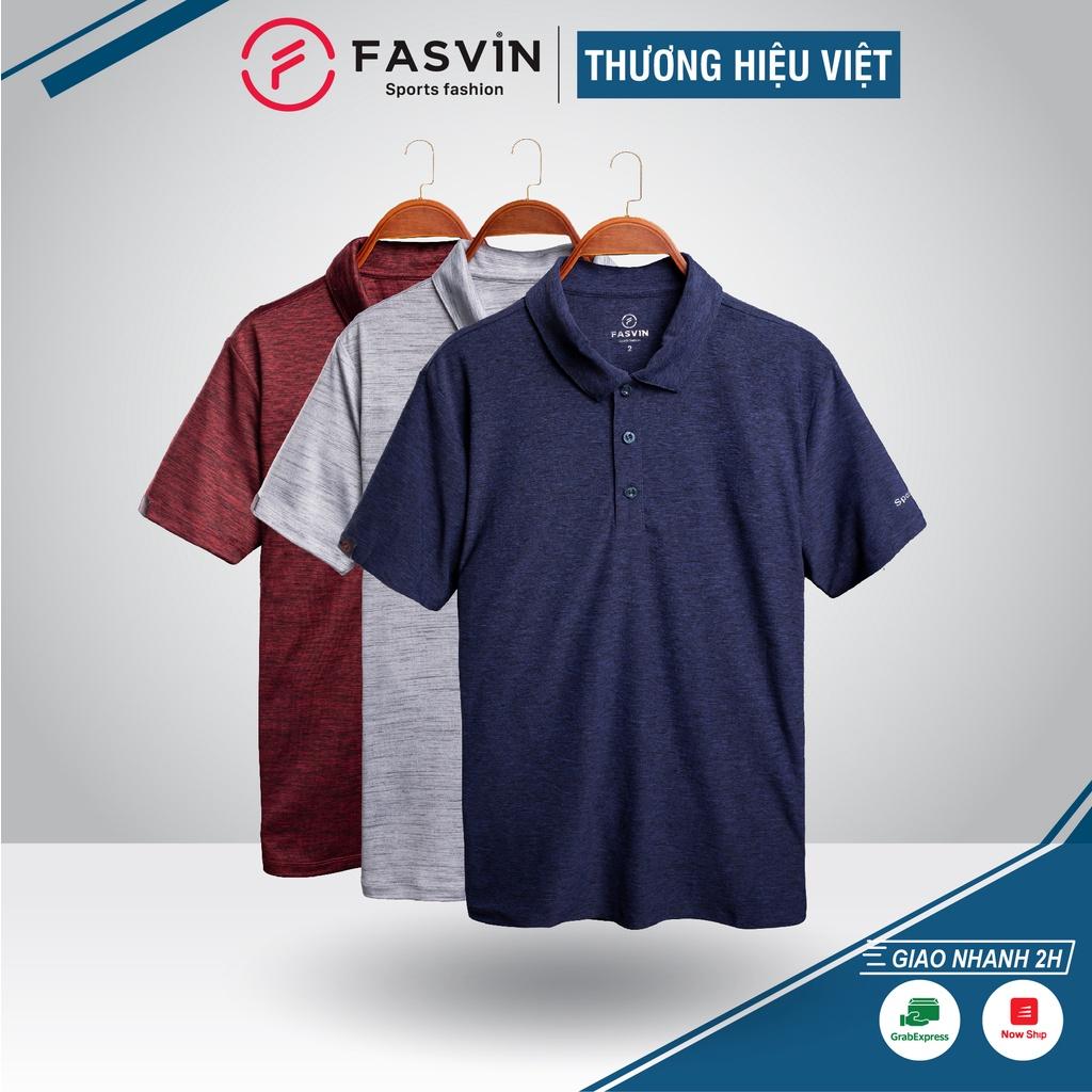 Áo Thun Thể Thao Nam Có Cổ Ngắn Tay FASVIN Chất Vải Lạnh Trơn Mát PL21467.HN Hàng Nhà Máy Đẹp Kỹ