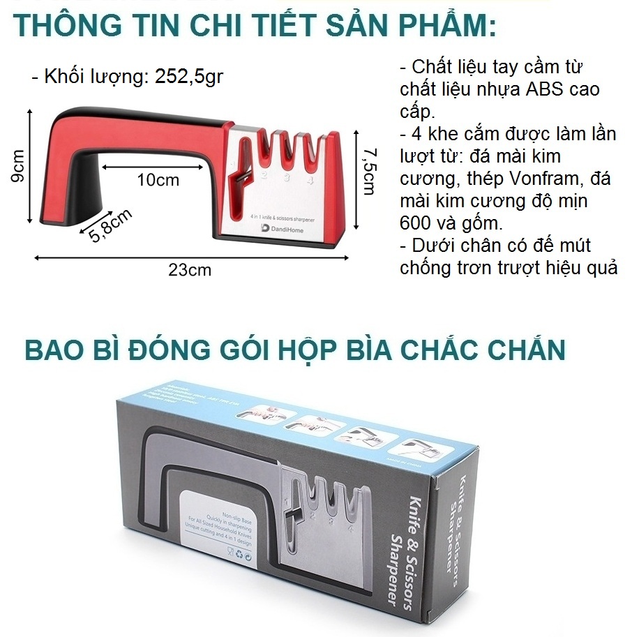 Dụng cụ mài dao kéo đa năng 4 trong 1