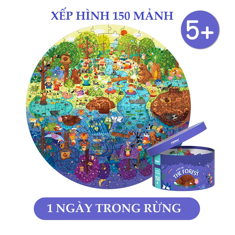 Ghép hình Một ngày ở trong rừng - A Day in the Forest - Đồ chơi ghép hình Chính hãng Mideer