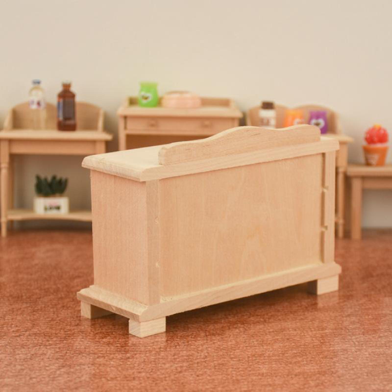1/12 Doll House Wood Cabinet Model Baby Doll Living Room Scenery Ornaments