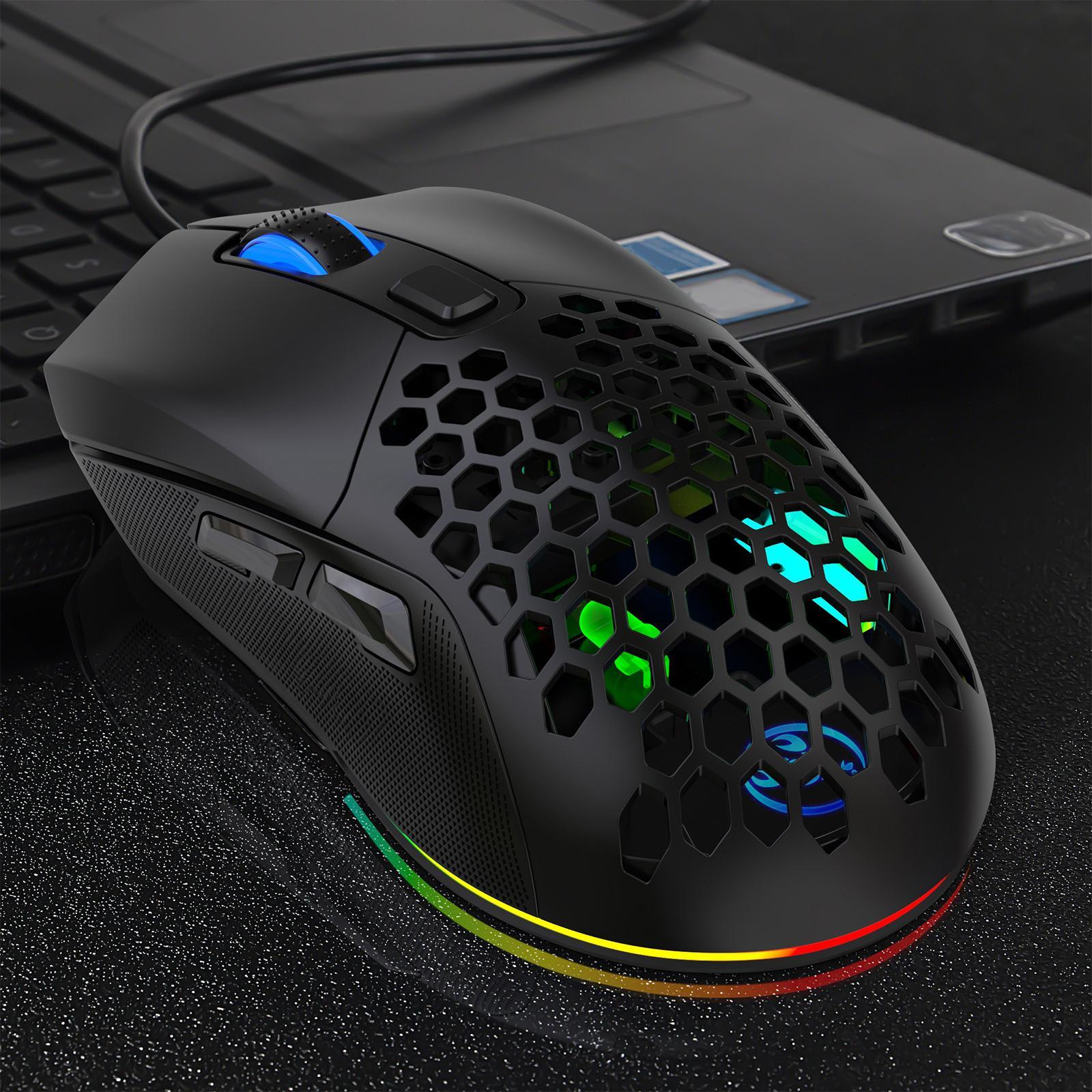 Wired Gaming Mouse Colorful LED Lights Ergonomic for Laptop