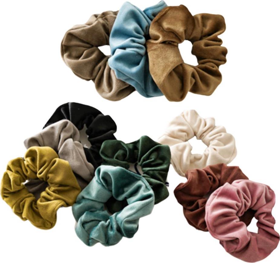 11X Nữ Scrunchies Nhiều Màu Sắc Nhung Băng Đô Quấn Tóc Tóc Dây Cột Tóc Đuôi Ngựa Giá Đỡ