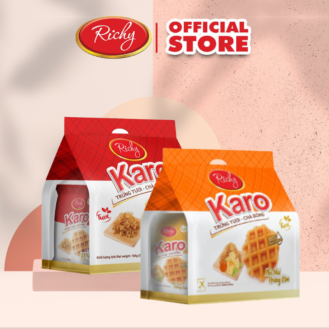 Combo Bánh Karo Phomai Hoàng Kim Và Sợi Gà Truyền Thống Richy Thơm Ngon