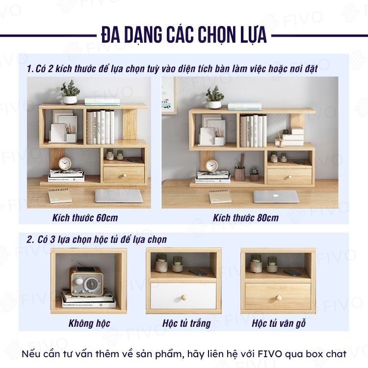 Kệ Gỗ Để Bàn Đa Năng Chất Liệu MDF FIVO FB20S8X Để Đồ Tiện Lợi Dễ Dàng Lắp Ráp (80 x 20 x 60 cm) - Hàng Chính Hãng