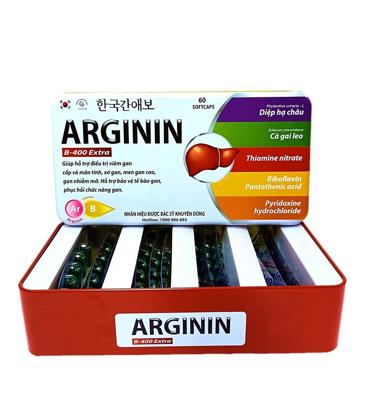Bổ gan Arginine B - 400 mát gan, giải độc gan, tăng cường chức năng gan - Hộp 60 viên