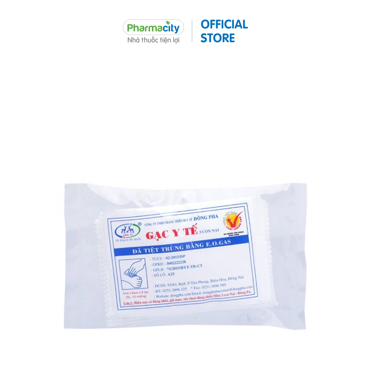 Gạc y tế tiệt trùng Đông Pha 5cm x 6cm (10 miếng/gói)