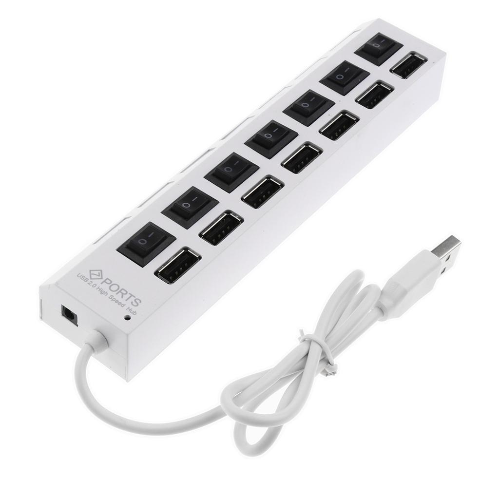 USB 2.0 Hub 7 Port Speed 480Mbps for PC laptop with LED on/off switch