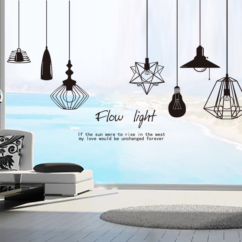 Decal dán tường Dây bóng đèn 4 Trang trí quán đẹp