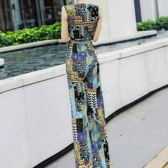 Jumpsuit Dài Ống Rộng, Jum Nữ Hàng Thiết Kế Cổ Đắp Chéo Kèm Belt Trang Trí Chất Lụa Nhật Cao Cấp Hack Dáng Siêu Xinh.