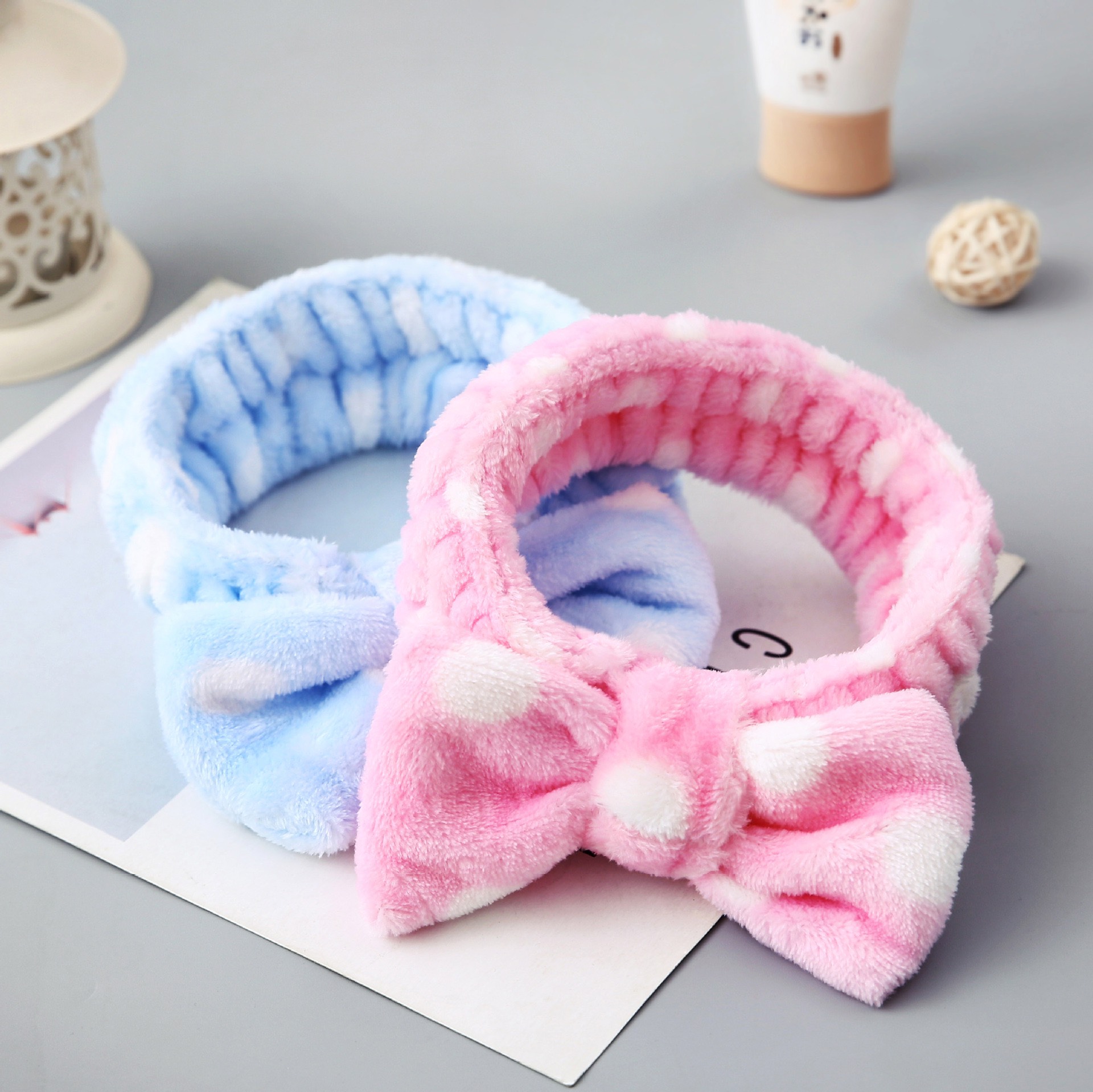 Băng đô turban nơ, băng đô rửa mặt họa tiết chấm bi cute BD28