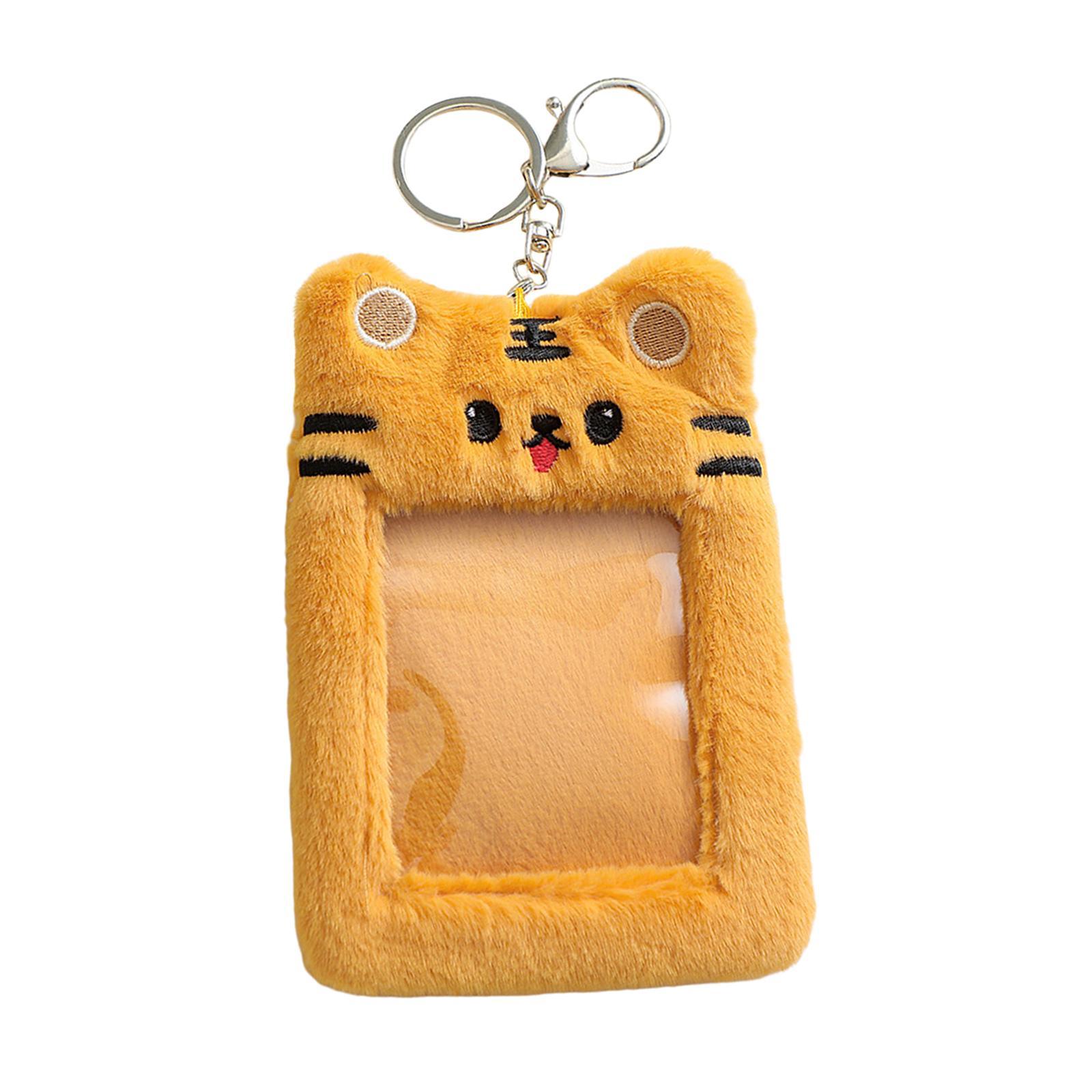 Card Holder Pass Case Photo Sleeve Plush Yellow Tiger