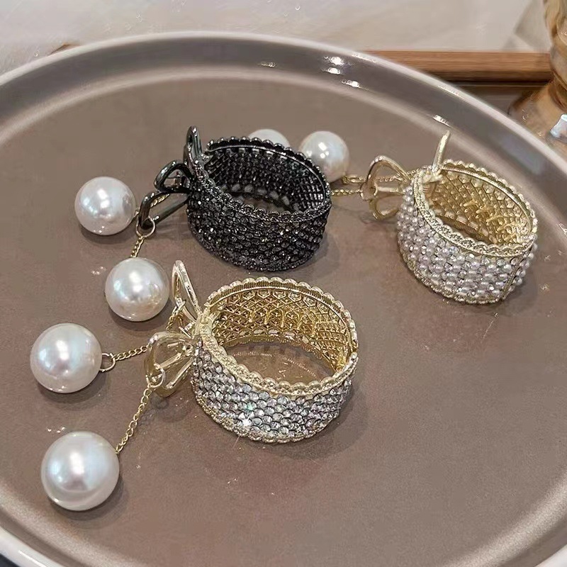 Kẹp tóc đuôi ngựa đính đá sang trọng - Kẹp tóc đuôi ngựa hoa hồng - Kẹp tóc đuôi ngựa ngọc trai
