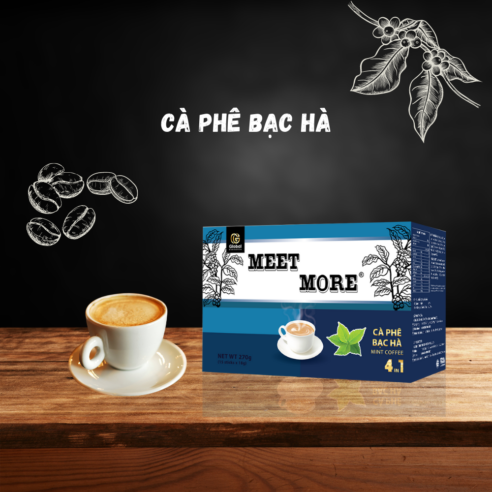 Cà phê hòa tan 4in1 Meet More vị Bạc Hà (15 GÓI * 18GR)