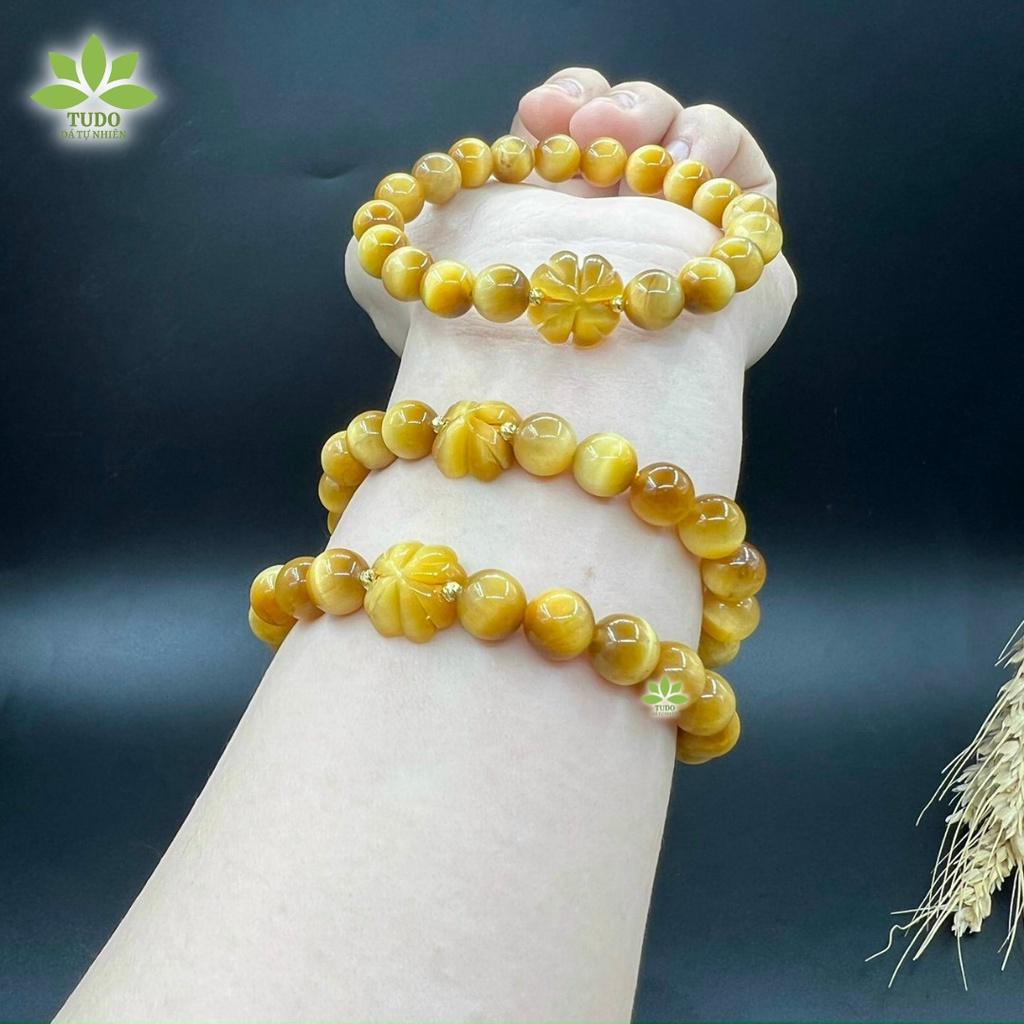 Vòng Tay Nữ Đẹp - Vòng Phong Thủy Mệnh Thổ, Kim TUDO VCVMHVT AU10K Charm Cỏ 4 Lá May Mắn B13K700