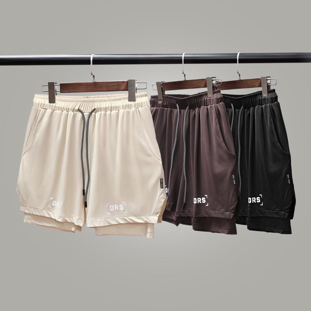 Quần short thể thao DRS quần đùi tập gym nam cao cấp, thun lạnh 2 lớp co giãn DRQ78