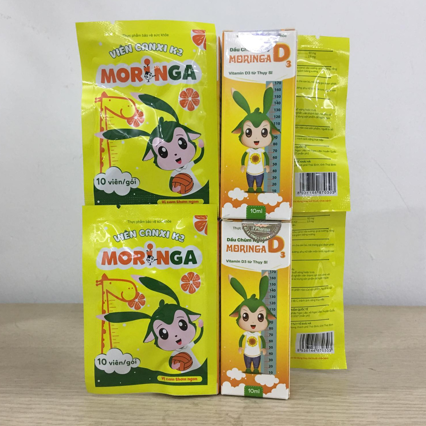 COMBO Dầu Chùm Ngây Moringa D3 (phòng chống còi xương, chậm lớn cho trẻ) - tặng kèm 1 gói Viên Canxi K2 Moringa (bổ sung canxi)