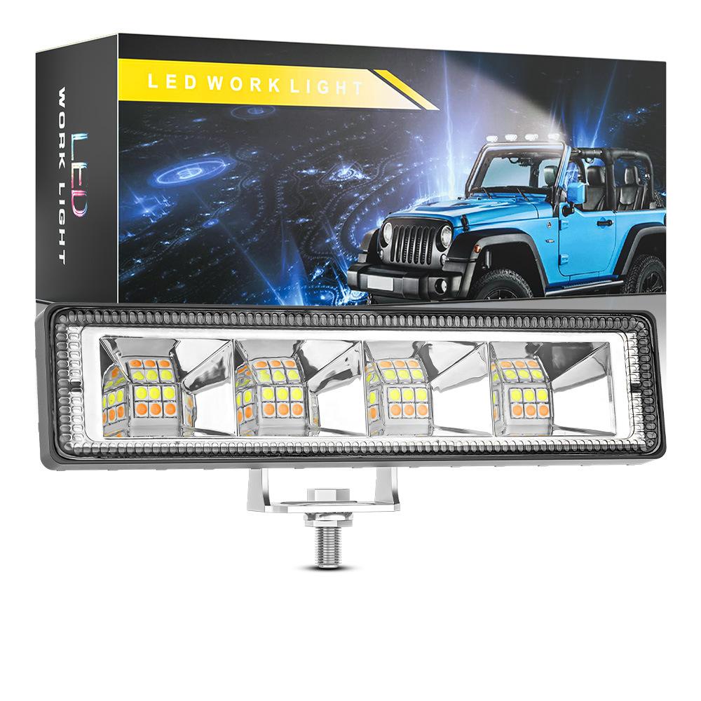 Phong cách mới nhất Đèn LED xe hơi GSY đèn làm việc một hình bốn lỗ 24 đèn trắng và vàng hai màu 9-80V xe địa hình đèn chiếu xe máy