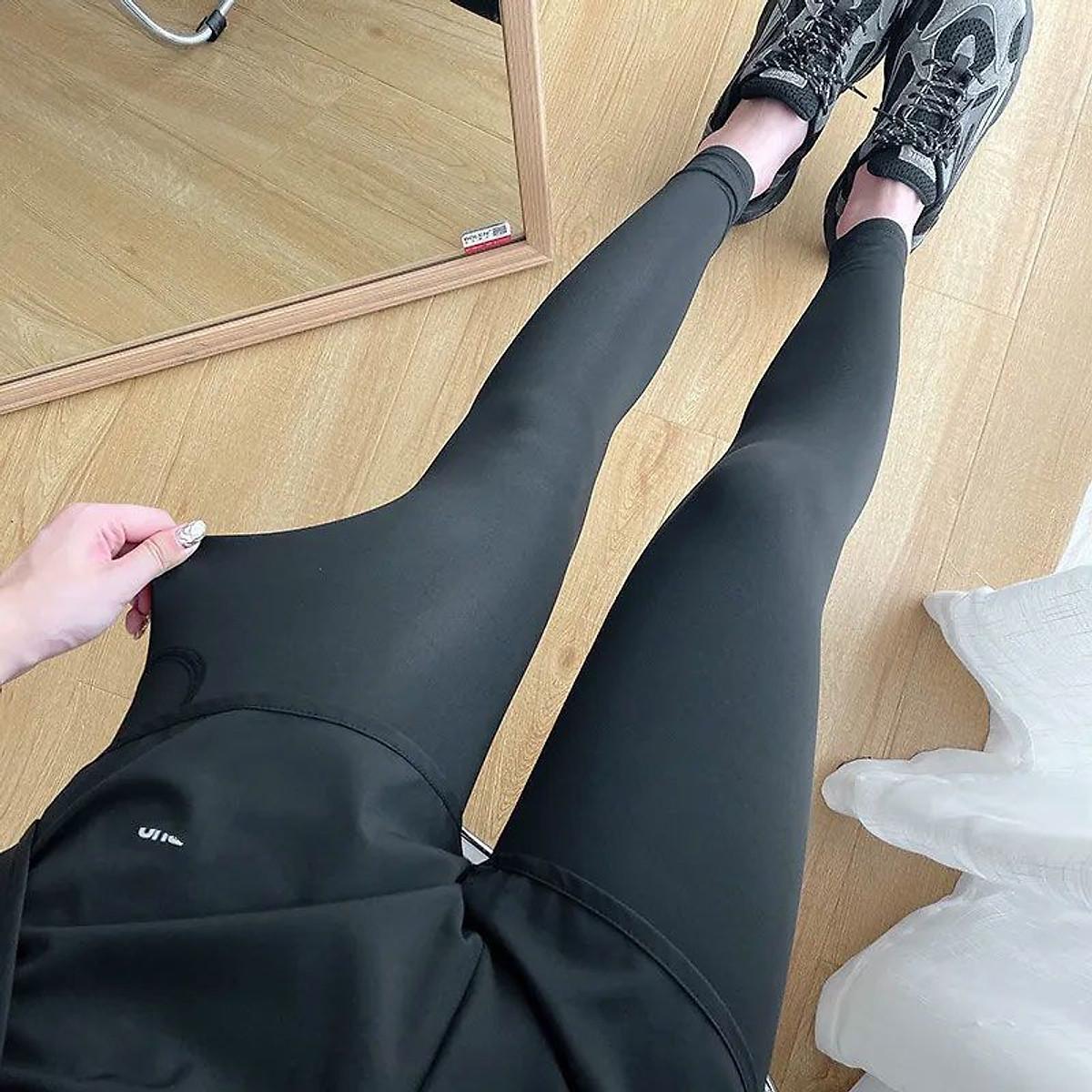 "NEW 2026"  Quần Legging Nữ 2 Trong 1 Có Túi Co Giãn Thắt Lưng  Yoga Tập Thể Dục Tập Gym Thể Thao " HOT HOT" - Đen
