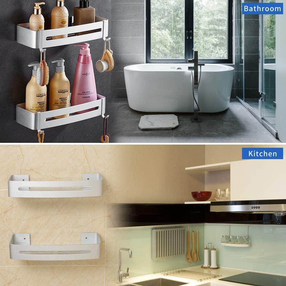 Không cần khoan kệ tắm Phòng tắm bằng nhôm chống gỉ 2 kệ