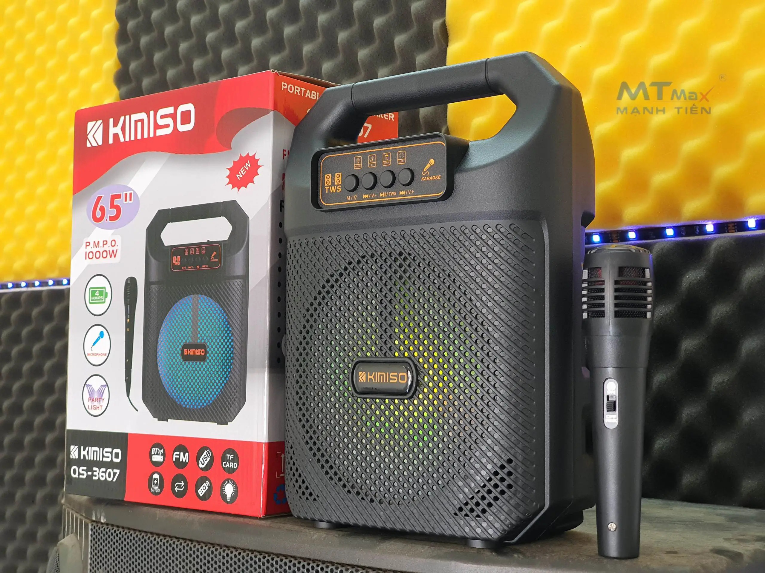 Loa karaoke Kèm Mic Kimiso QS 3607 chất âm khá kích thước nhỏ gọn karaoke mang đi chơi đi du lịch công suất 20W