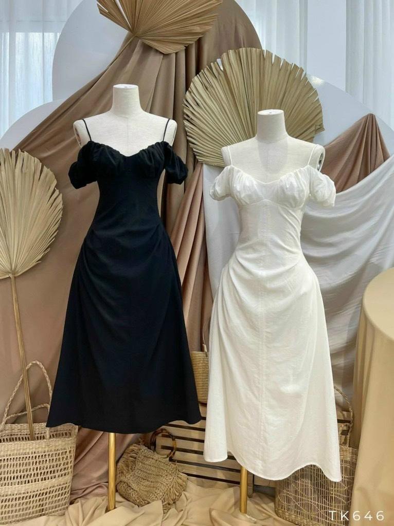 ĐẦM MAXI TRỄ VAI XẾP EO 80720878 [MỎ CHU SHOP