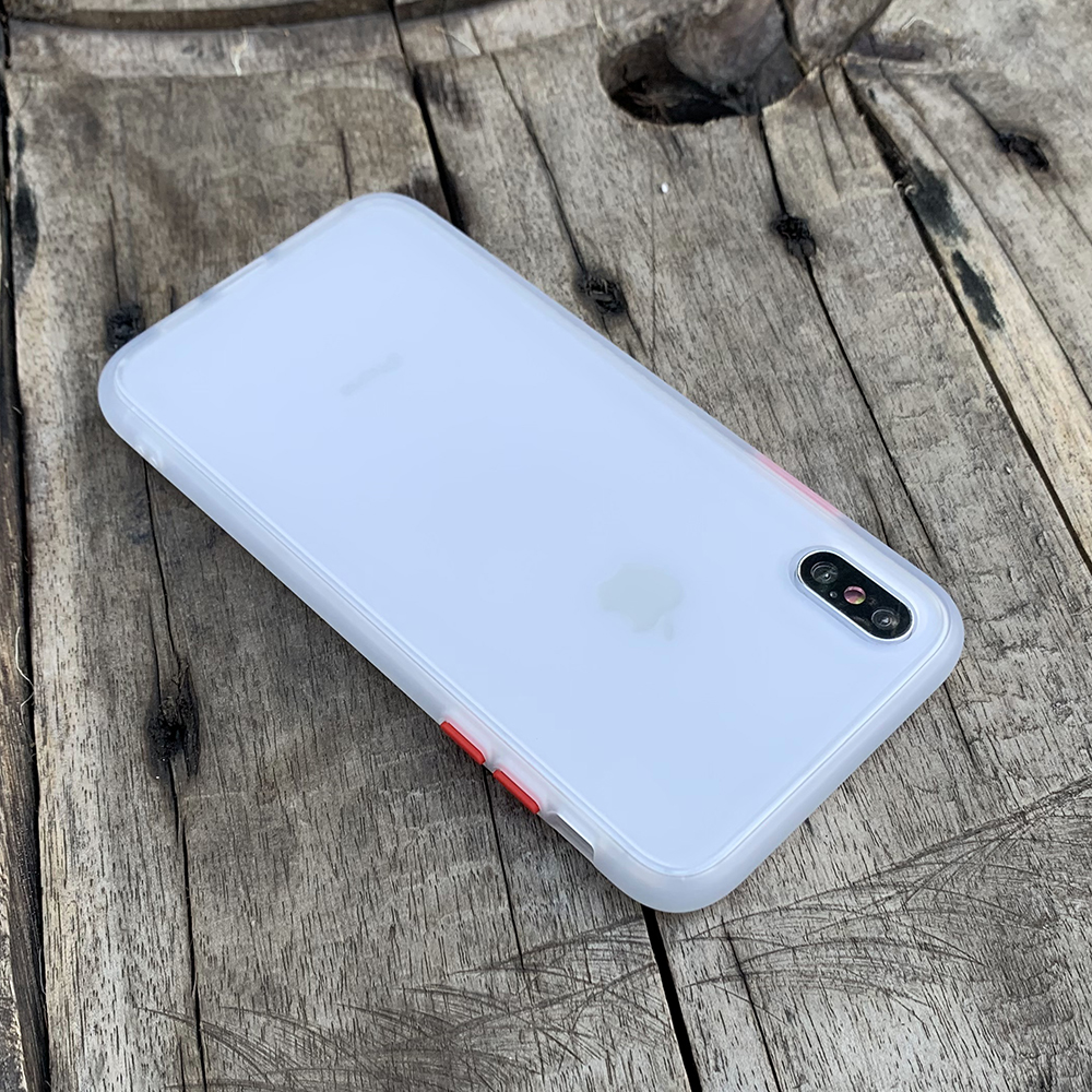 Ốp lưng chống sốc dành cho iPhone X vs iPhone XS nút bấm màu đỏ - Màu trắng